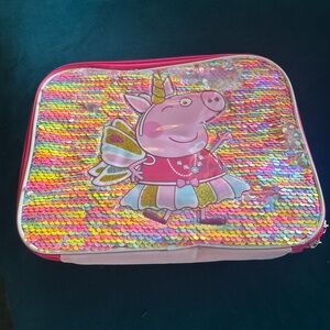 Sparkly Sequin Peppa the Pig Lunch Bag - Pink Multicolor